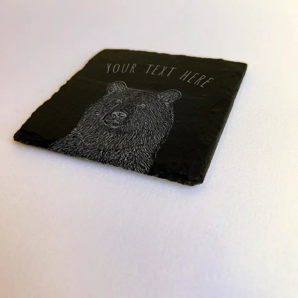 Personalised Bear Coaster - Custom Bears Slate Kitchenware Gift