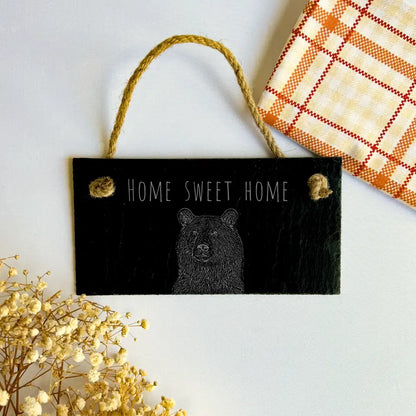 Home Sweet Home Bear Sign - Bears Ornament Slate Engraved Plaque