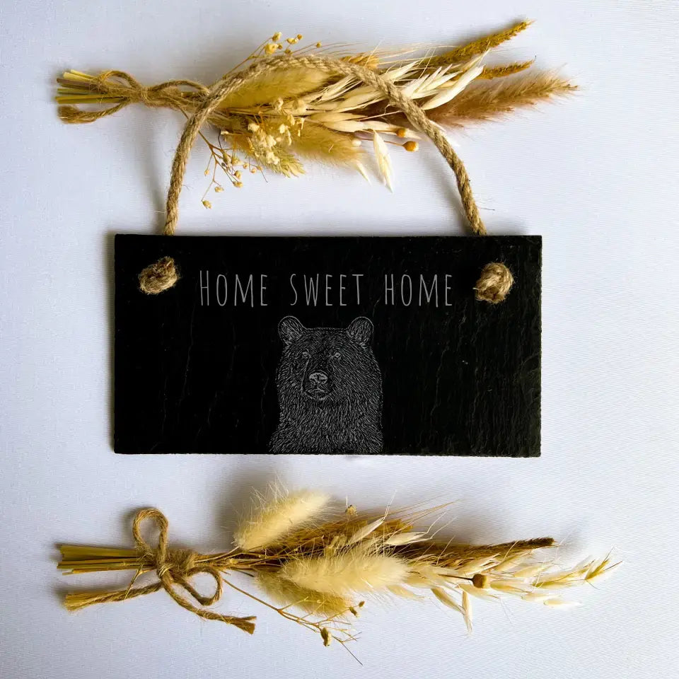 Home Sweet Home Bear Sign - Bears Ornament Slate Engraved Plaque