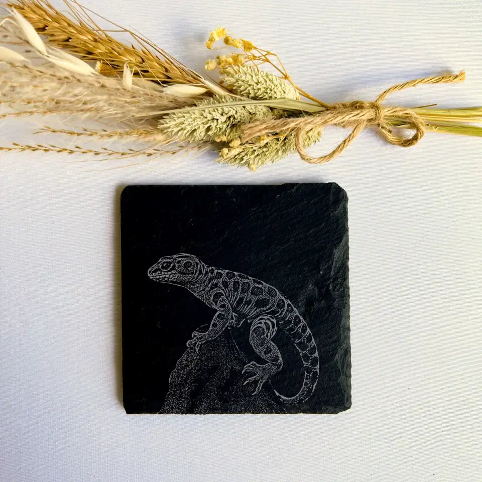 Leopardgecko - Untersetzer aus Naturschiefer (2er-Set)