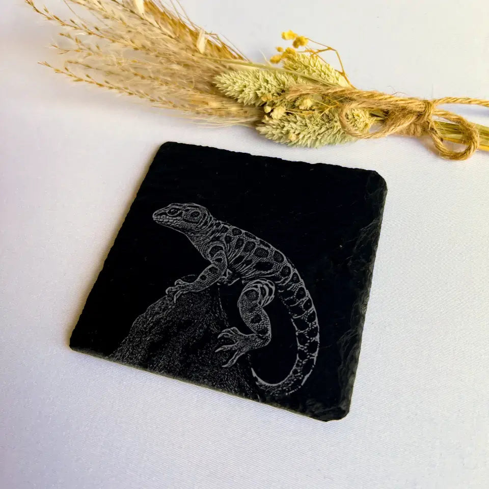 Leopardgecko - Untersetzer aus Naturschiefer (2er-Set)