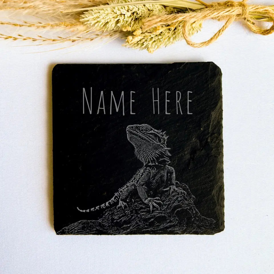 Personalised Bearded Dragon - Natural Slate Coaster