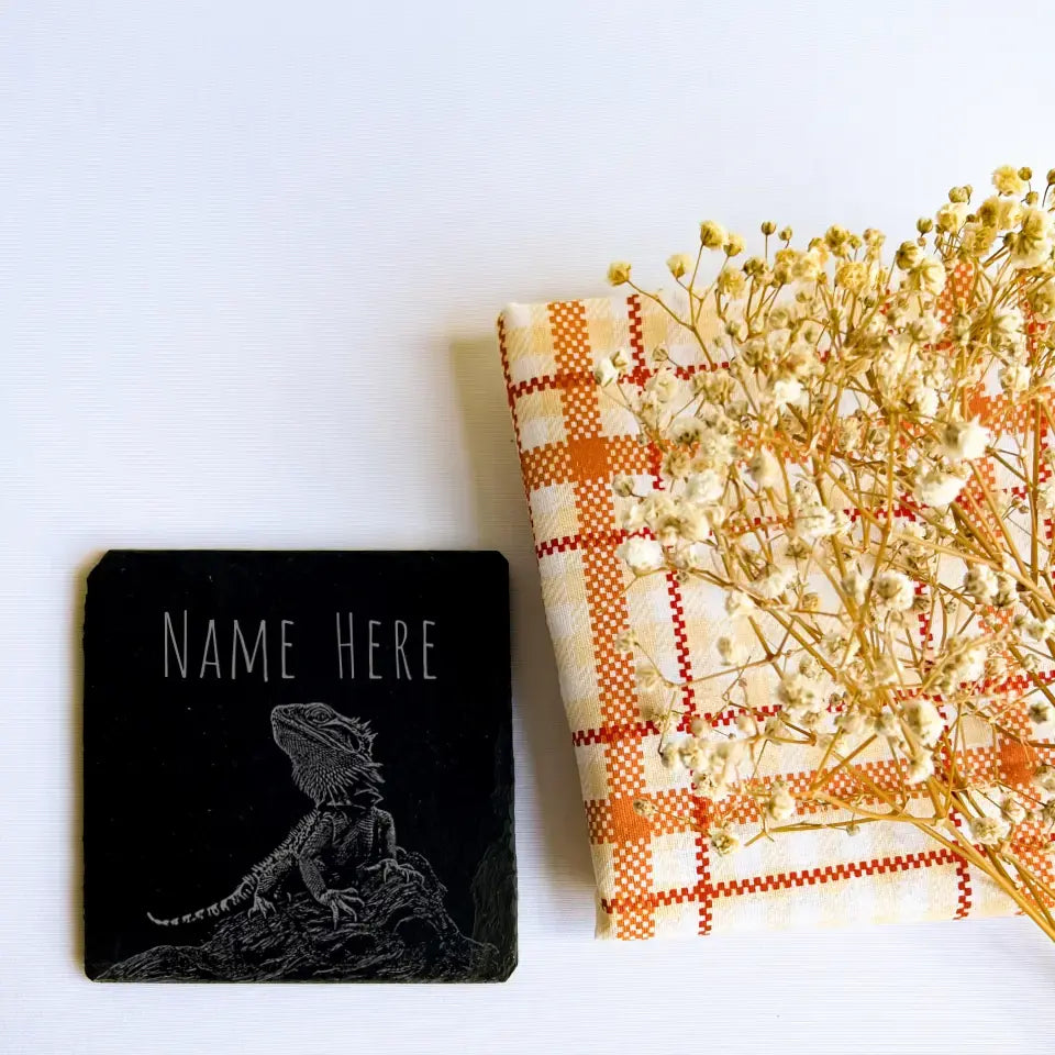 Personalised Bearded Dragon - Natural Slate Coaster