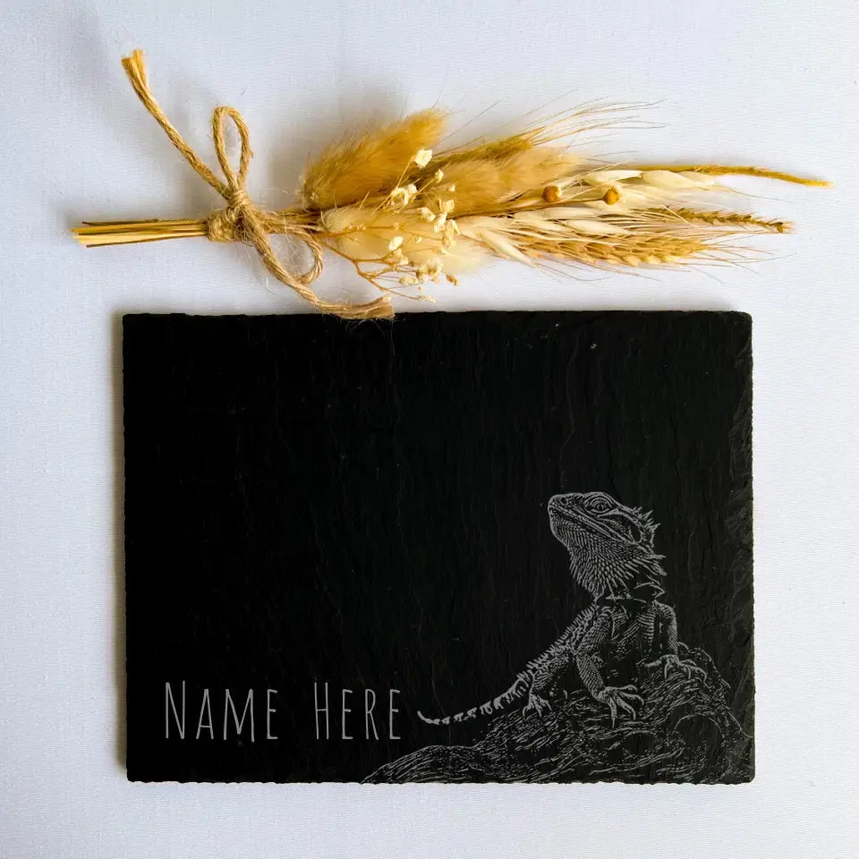 Personalised Bearded Dragon - Natural Slate Basking / Feeding Stone