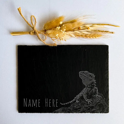 Personalised Bearded Dragon - Natural Slate Basking / Feeding Stone