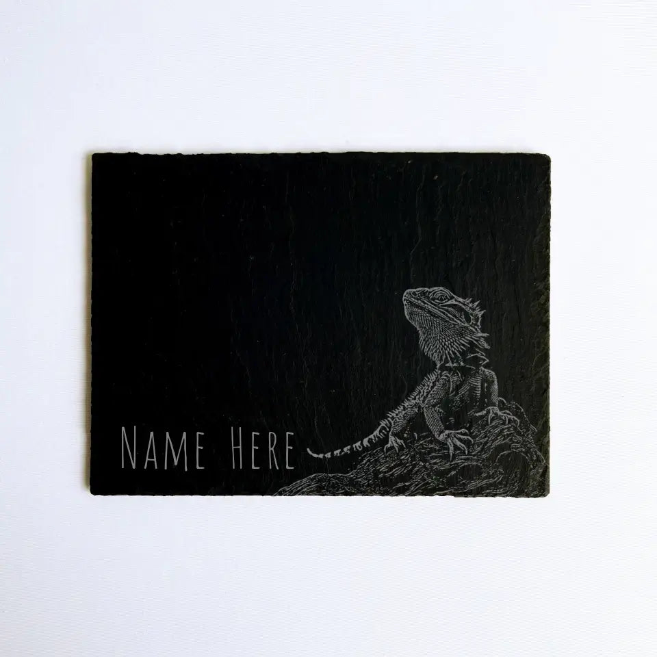 Personalised Bearded Dragon - Natural Slate Basking / Feeding Stone