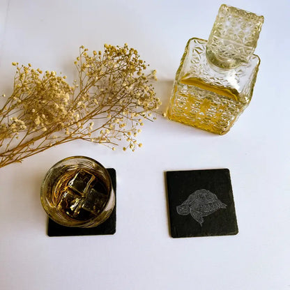 Tortue - Dessous de verre en ardoise naturelle (lot de 2)