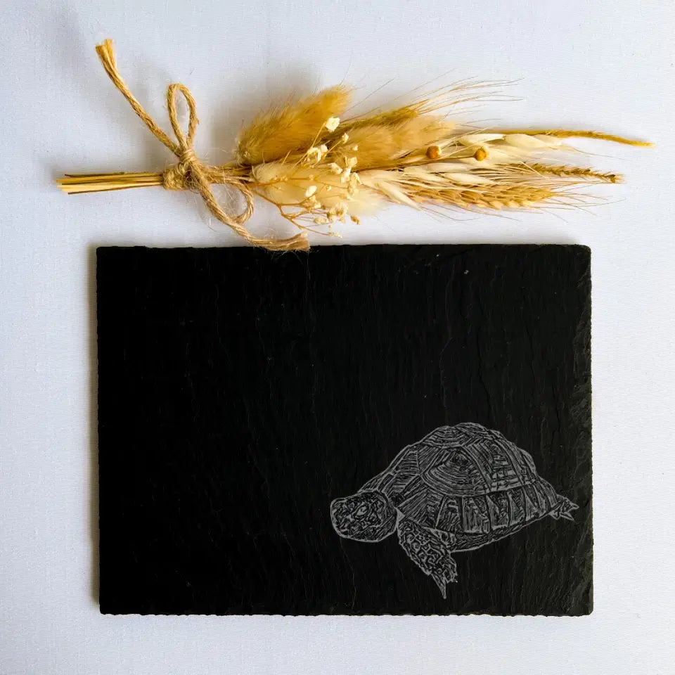 Personalised Tortoise - Natural Slate Basking / Feeding Stone