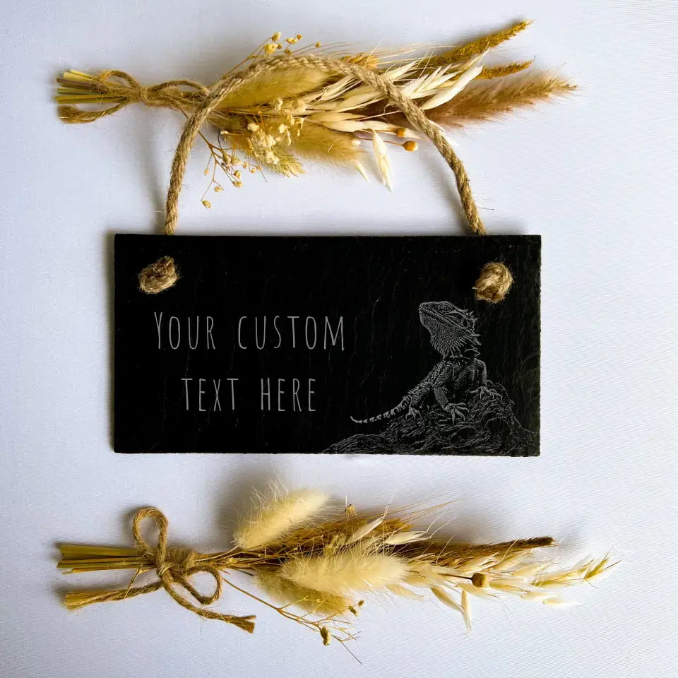 Bearded Dragon Personalised Sign - Natural Slate Hanging Sign