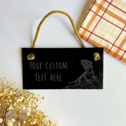 Bearded Dragon Personalised Sign - Natural Slate Hanging Sign