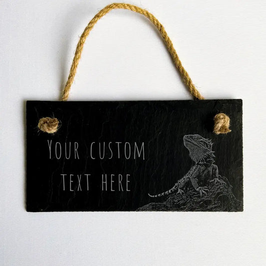 Bearded Dragon Personalised Sign - Natural Slate Hanging Sign