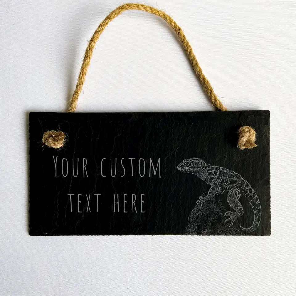 Leopard Gecko Personalised Sign - Natural Slate Hanging Sign