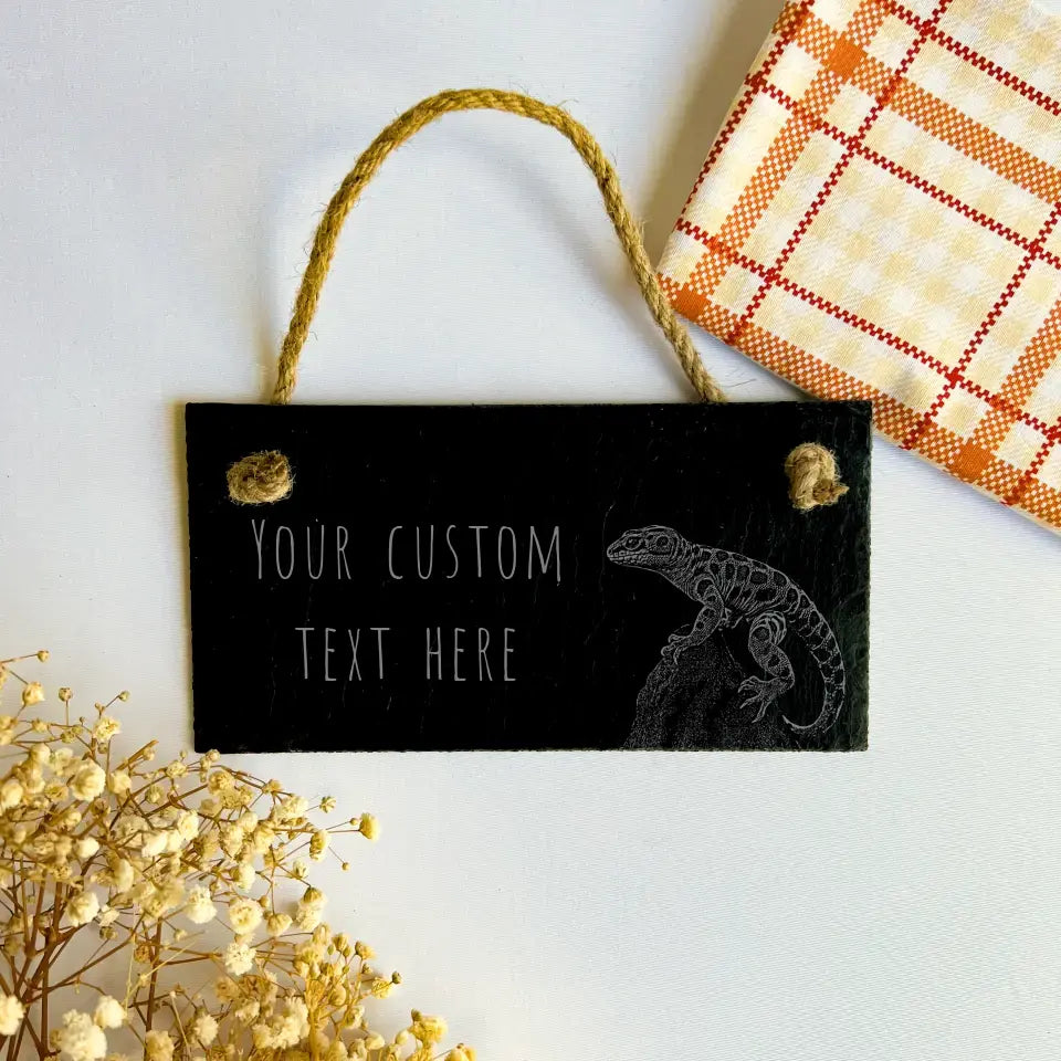 Leopard Gecko Personalised Sign - Natural Slate Hanging Sign