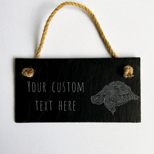 Tortoise Personalised Sign - Natural Slate Hanging Sign