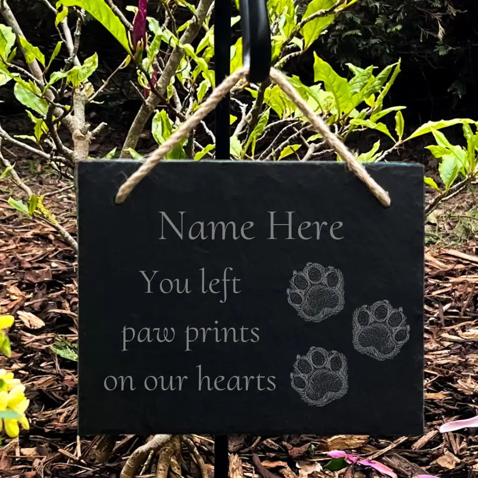 Paw Print - Natural Slate Memorial Stake (Large)