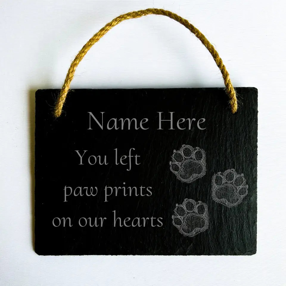 Paw Print - Natural Slate Memorial Stake (Large)