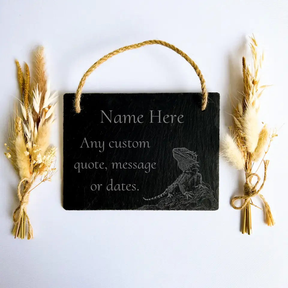 Bearded Dragon - Natural Slate Memorial Sign (Large)