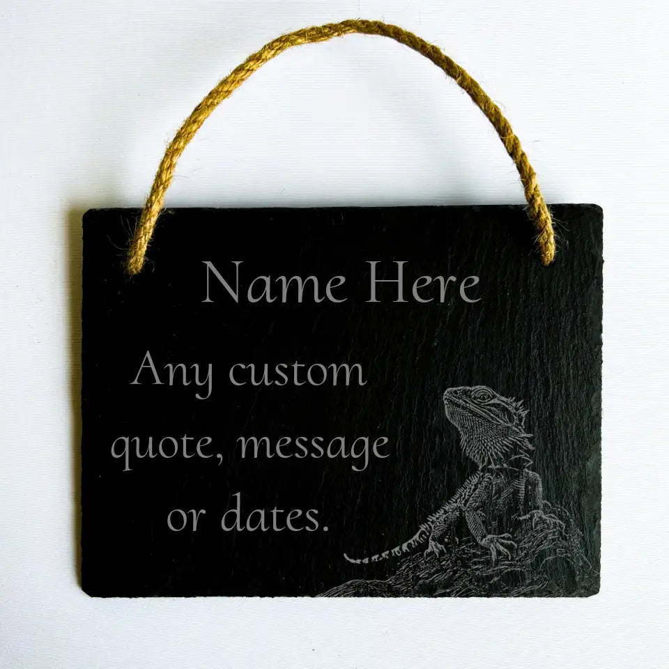 Bearded Dragon - Natural Slate Memorial Sign (Large)