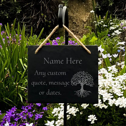 Tree of Life Remembrance Plaque - Personalised Slate Memorial Gift for the Garden