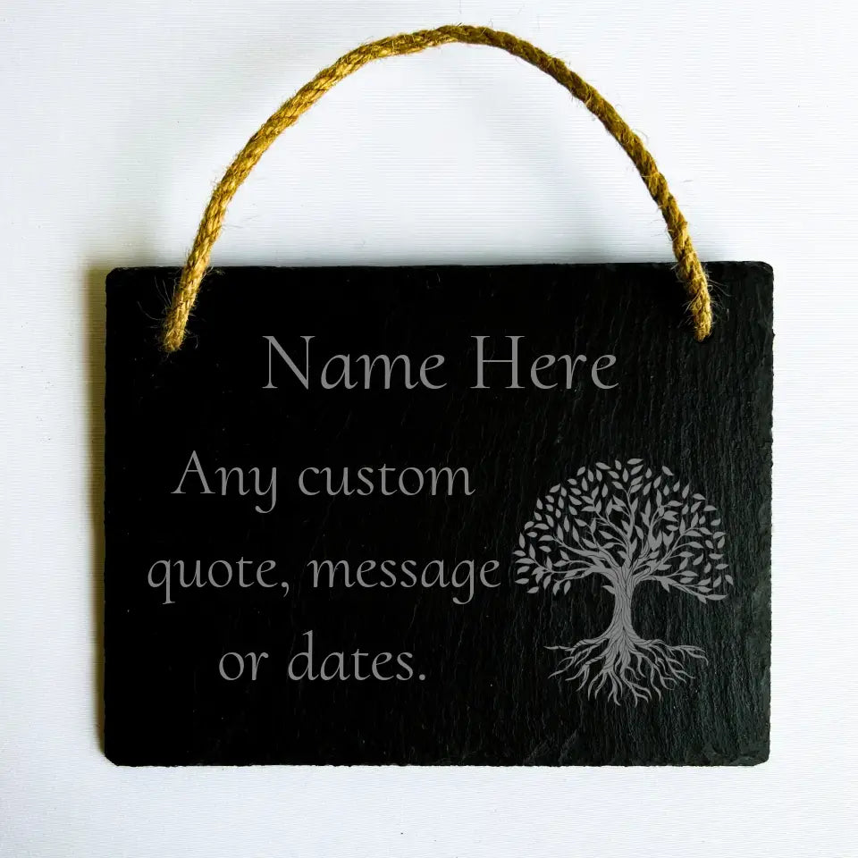 Tree of Life Remembrance Plaque - Personalised Slate Memorial Gift for the Garden