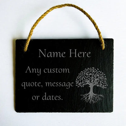 Tree of Life Remembrance Plaque - Personalised Slate Memorial Gift for the Garden