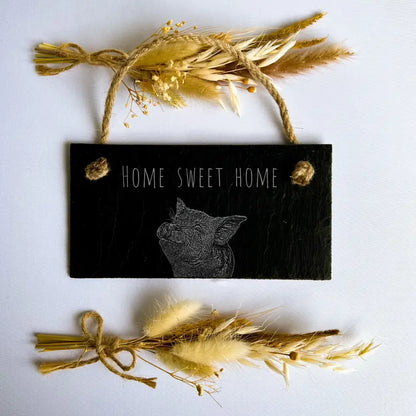 "Home Sweet Home" Piglet Sign - Handmade Farm Slate Plaque