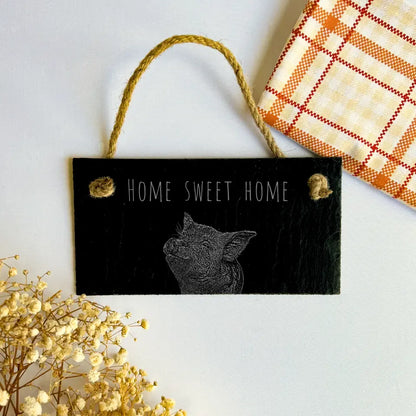 "Home Sweet Home" Piglet Sign - Handmade Farm Slate Plaque