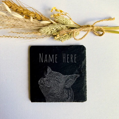 Personalised Piglet Slate Coaster - Custom Farm Gifts