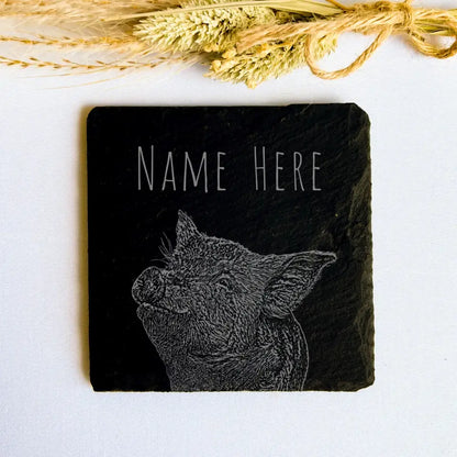 Personalised Piglet Slate Coaster - Custom Farm Gifts