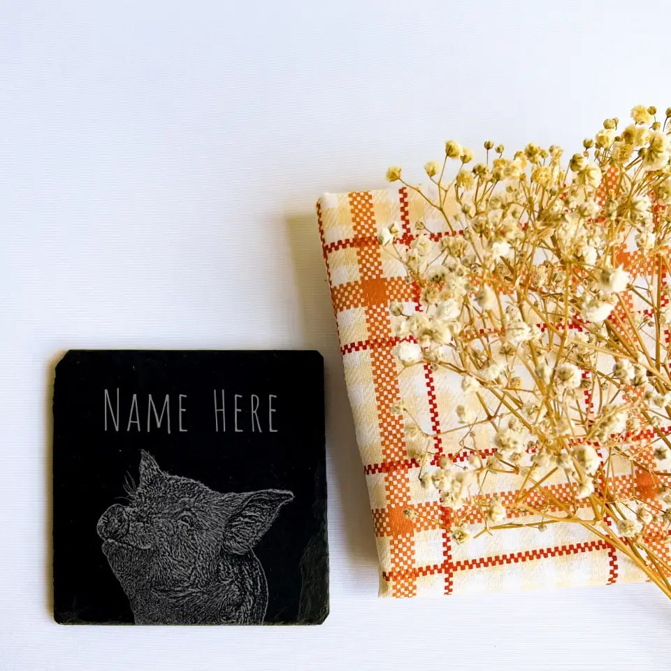 Personalised Piglet Slate Coaster - Custom Farm Gifts