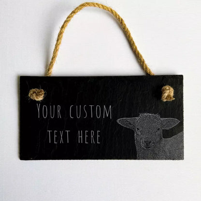 Lamb Sheep Personalised Slate House Sign - Custom Farmhouse Decoration