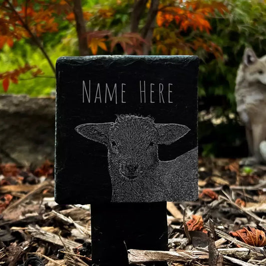 Lamb Sheep Stake Memorial - Small Personalised Plaque for Grave