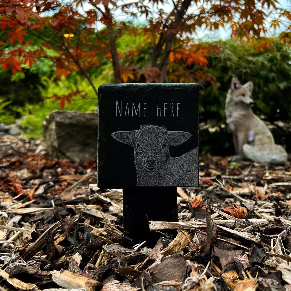 Lamb Sheep Stake Memorial - Small Personalised Plaque for Grave