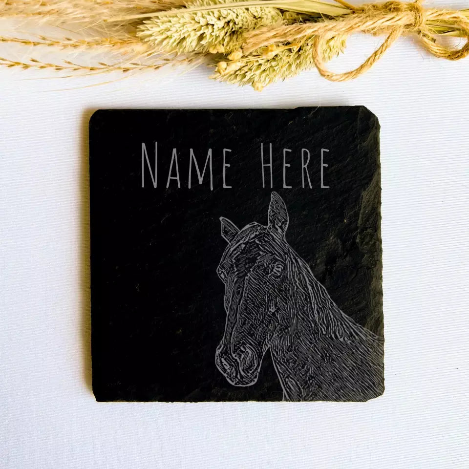 Personalised Horse Slate Coaster - Farmhouse Kitchenware and Rustic Gifts