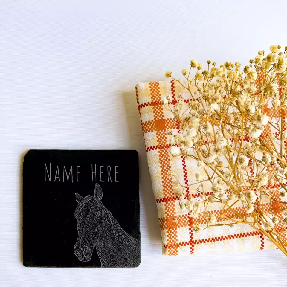 Personalised Horse Slate Coaster - Farmhouse Kitchenware and Rustic Gifts