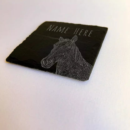 Personalised Horse Slate Coaster - Farmhouse Kitchenware and Rustic Gifts