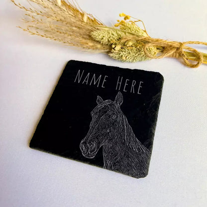 Personalised Horse Slate Coaster - Farmhouse Kitchenware and Rustic Gifts