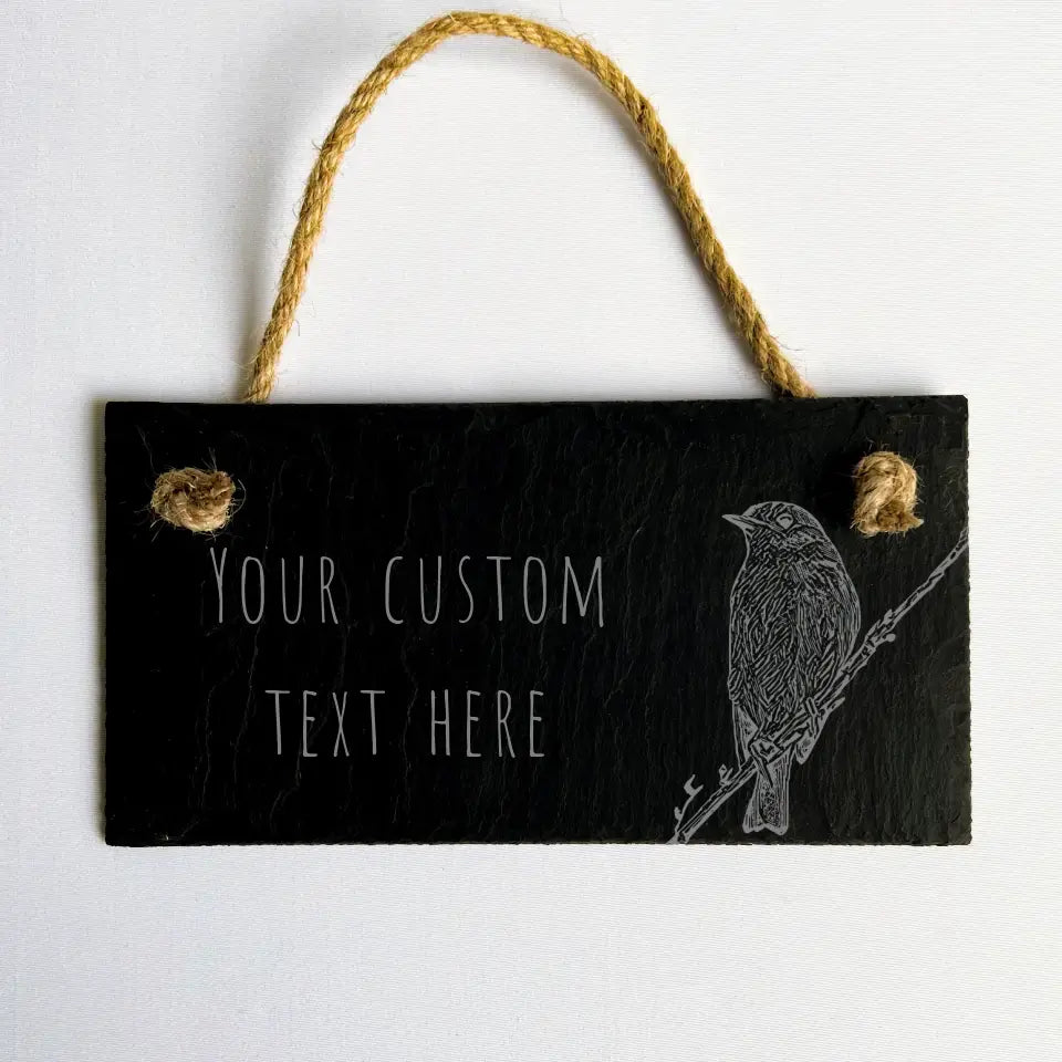 Robin Personalised Slate House Sign - Birdwatching Nameplate Gift