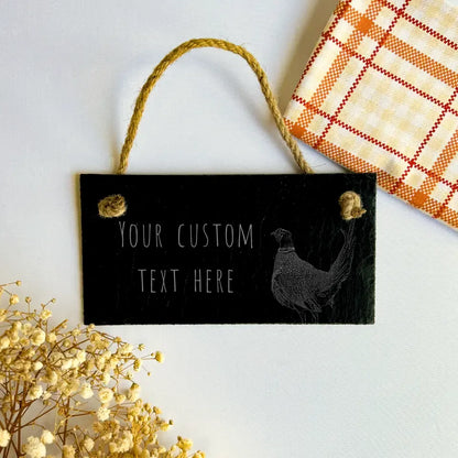 Personalised Slate Pheasant House Sign - Bespoke Forest Decoration