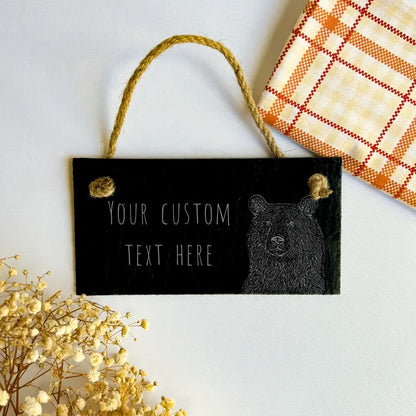 Personalised Bear Family Sign - Slate Man Cave Present Plaque