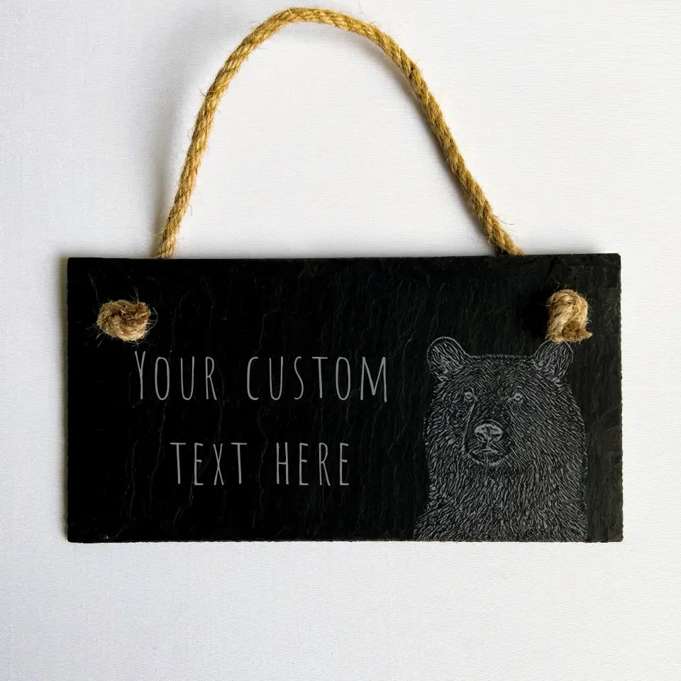 Personalised Bear Family Sign - Slate Man Cave Present Plaque