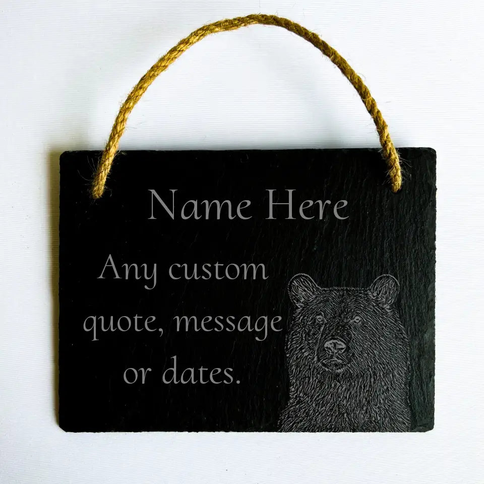 Bear Garden Ornament - Personalised Slate Memorial Bears Plaque