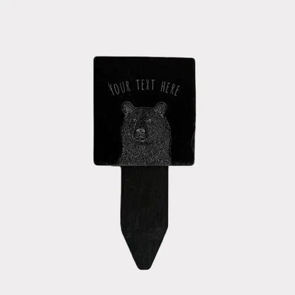 Bear Memorial Marker - Slate Headstone for Garden Remembrance